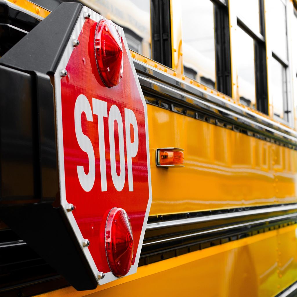 Stop sign on school bus